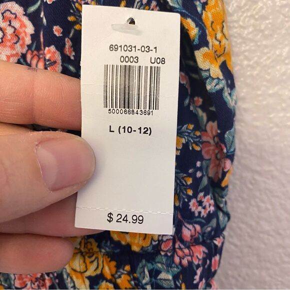 Old Navy micro floral print cotton rayon girls jumpsuit romper shorts L 10-12 - Picture 10 of 11